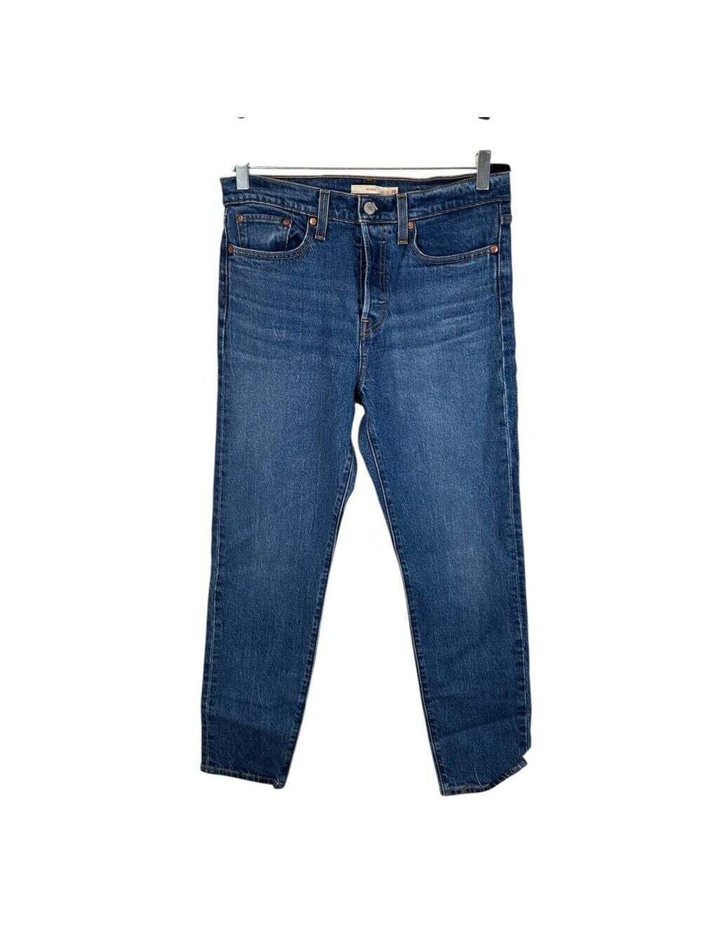Levis Wedgie Fit Jeans 28 Blue High Rise Straight Leg Vintage Button Fly Denim